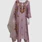 Dusty Pink Dola Silk Zardozi Suit Dupatta Set with Organza Dupatta