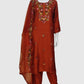Rust Dola Silk Zardozi Suit Dupatta Set with Organza Dupatta