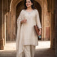 Ivory Chinon Plazo Set with Silver Hand Work and Chiffon Dupatta