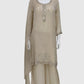 Ivory Chinon Plazo Set with Silver Hand Work and Chiffon Dupatta