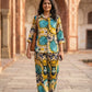 Multicolour Crepe Digital Printed Shirt Style Coord Set with Trousers
