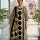 Black Cotton Geometrical Printed Suit Dupatta Set with Mirror Work