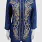 Denim Blue Coord Set with Thread Work Top and Straight Trousers
