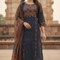 Navy Ajrakh Cotton Printed Suit Dupatta Set with Hand Work