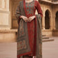 Rust Ajrakh Cotton Printed Suit Dupatta Set with Hand Work