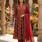 Rust Cotton Printed Anarkali Suit Dupatta Set with Embroidery