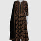 Black Cotton Printed Anarkali Suit Dupatta Set with Embroidery