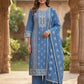 Powder Blue Chikankari Cotton Suit Dupatta Set with Heavy Embroidery