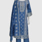 Powder Blue Chikankari Cotton Suit Dupatta Set with Heavy Embroidery