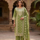 Cool Pista Green Chikankari Cotton Suit Dupatta Set with Heavy Embroidery