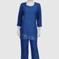 Royal Blue Imported Linen Coord Set with Embroidery Work