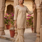Beige Imported Linen Coord Set with Embroidery Work