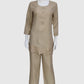 Beige Imported Linen Coord Set with Embroidery Work