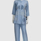 Sky Imported Linen Coord Set with Embroidery Work