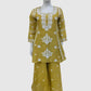 Mustard Mal Chanderi Chikankari A-Line Coord Set