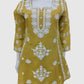 Mustard Mal Chanderi Chikankari A-Line Coord Set