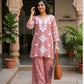 Dusty Pink Mal Chanderi Chikankari A-Line Coord Set