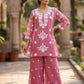 Pink Mal Chanderi Chikankari A-Line Coord Set