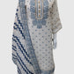 Off White Linen Suit Dupatta Set with Blue Digital Print and Lace Detailing