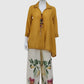 Yellow Muslin A-Line Coord Set with Lace Detailing and Printed Trousers