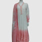 Pink Mal Cotton Chikankari Anarkali Suit Dupatta Set