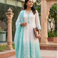 Sky Blue Mal Cotton Chikankari Anarkali Suit Dupatta Set