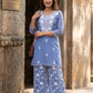 Sky Blue Mal Chanderi Chikankari Semi Formal Coord Set