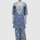 Sky Blue Mal Chanderi Chikankari Semi Formal Coord Set