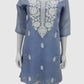 Sky Blue Mal Chanderi Chikankari Semi Formal Coord Set