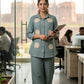 Sky Blue Premium Soft Linen Co-ord Set for Women with Straight Trousers