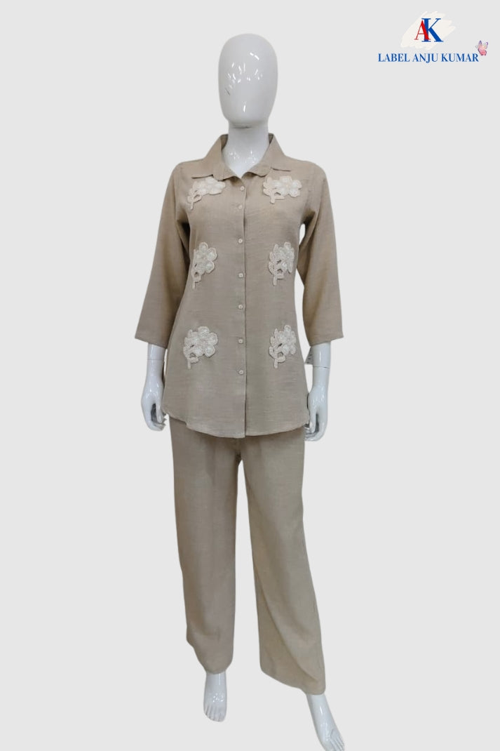 Beige Premium Soft Linen Co-ord Set for Women | Casual Luxury Wear