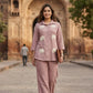 Pink Soft Linen Co-ord Set for Women with Jute Patch Work