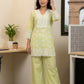 Liril Green Chikankari Co-ord Set in Pure Malmal Cotton for Women