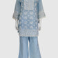 Sky Blue Pure Malmal Cotton Chikankari Co-ord Set for Women