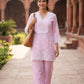 Baby Pink Pure Malmal Cotton Chikankari Co-ord Set for Women