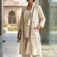 Off White Khadi Cotton Indo-Western Co-ord Set with Long Jacket