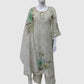 Peach Linen Digital Print Suit Dupatta Set with Lace Detailing