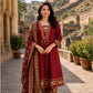 Mehroon Pure Cotton Anarkali Set with Coordinated Dupatta