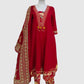 Mehroon Pure Cotton Anarkali Set with Coordinated Dupatta