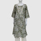 Pista Green Pure Cotton Printed Long Kurti with Lace Detailing