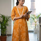 Light Orange Pure Cotton Printed Long Kurti for Women