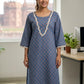 Sky Blue Pure Cotton Printed Long Kurti for Everyday Wear
