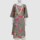 Grey Pure Cotton Printed Long Kurti with Elegant Lace Work