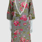 Grey Pure Cotton Printed Long Kurti with Elegant Lace Work