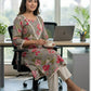 Grey Pure Cotton Printed Long Kurti with Elegant Lace Work