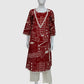 Red Pure Cotton Printed Long Kurti for Women