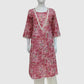 Pink Pure Cotton Printed Long Kurti with Lace Detailing