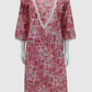 Pink Pure Cotton Printed Long Kurti with Lace Detailing