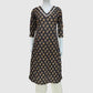 Black Pure Cotton Printed Long Kurti for Women