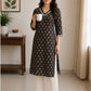 Black Pure Cotton Printed Long Kurti for Women
